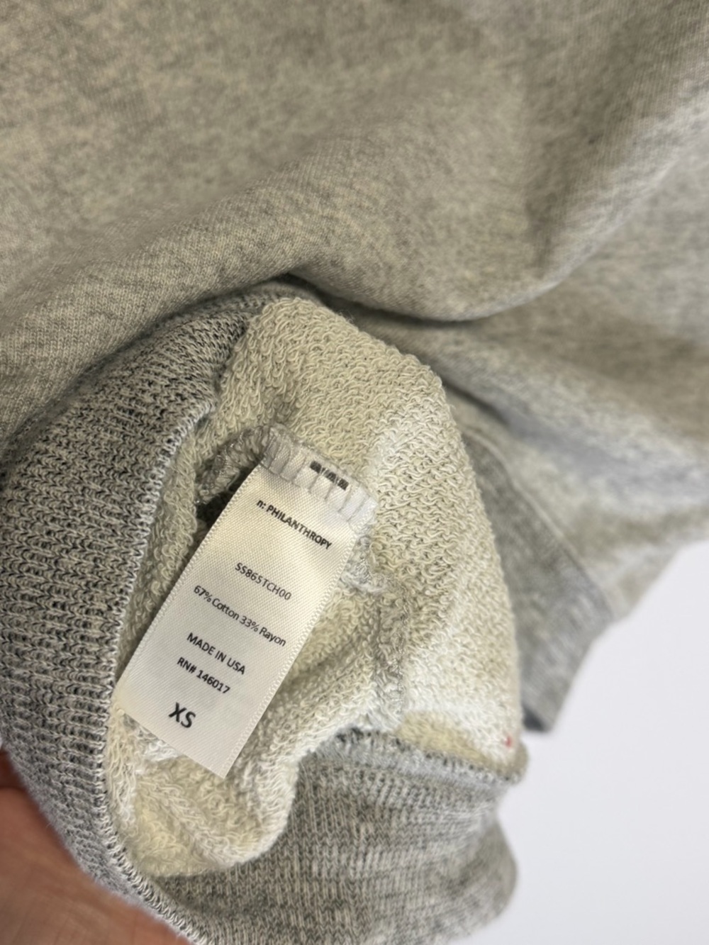 n:PHILANTHROPY Colby Crewneck Sweatshirt Heather French Terry Gray Size XS - Picture 8 of 10